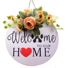 Load image into Gallery viewer, Hello Door Sign - Round Welcome Sign for Front Door, Welcome Wreath Si