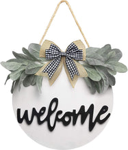 Load image into Gallery viewer, Hello Door Sign - Round Welcome Sign for Front Door, Welcome Wreath Si
