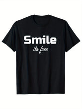 Load image into Gallery viewer, With Smile Print Cotton T-Shirt, Graphic Tee Funny Happy Outdoor S-5XL