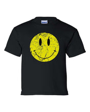 Load image into Gallery viewer, Youth Kids Retro Distressed Happy Face Smile Short Sleeve T-shirt Grap