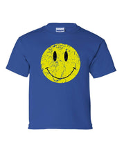 Load image into Gallery viewer, Youth Kids Retro Distressed Happy Face Smile Short Sleeve T-shirt Grap