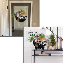 Load image into Gallery viewer, Hello Door Sign - Round Welcome Sign for Front Door, Welcome Wreath Si