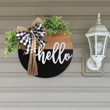 Load image into Gallery viewer, Hello Door Sign - Round Welcome Sign for Front Door, Welcome Wreath Si