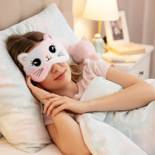 Load image into Gallery viewer, Kids Sleeping Mask, 2 Pcs Cute Plush Cat Sleep Mask for Kids Soft Comf