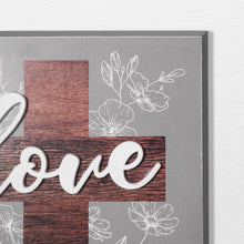 Load image into Gallery viewer, (2 pack) Crystal Art Gallery Love Cross and Florals Typographic Wood W