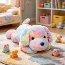 Load image into Gallery viewer, Rainbow Glowing Lying Puppy Plush Toy, Soft Gradient Color Stuffed Dog